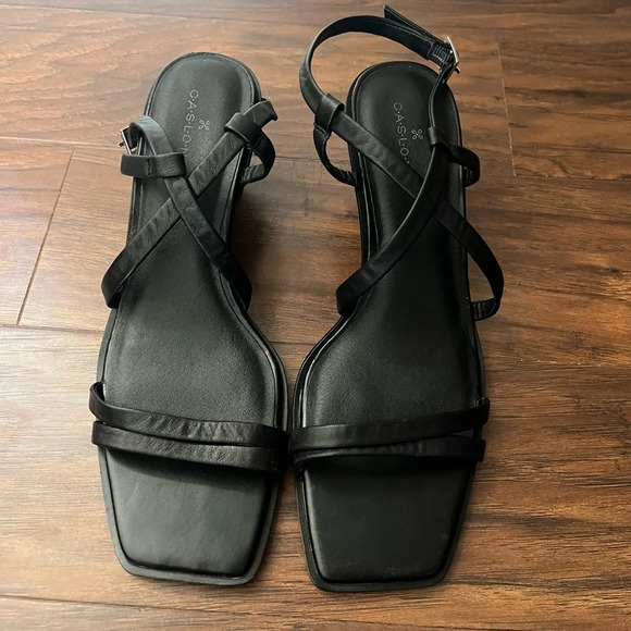 Nordstrom Caslon Square Toe Wedge Sandal in Black NWOT-Size 8 - Picture 4 of 11